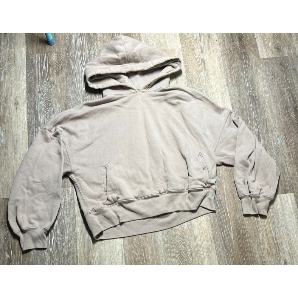 Abercrombie & Fitch Soft AF Crop Hoodie Sweatshirt Cream Ivory Size Large